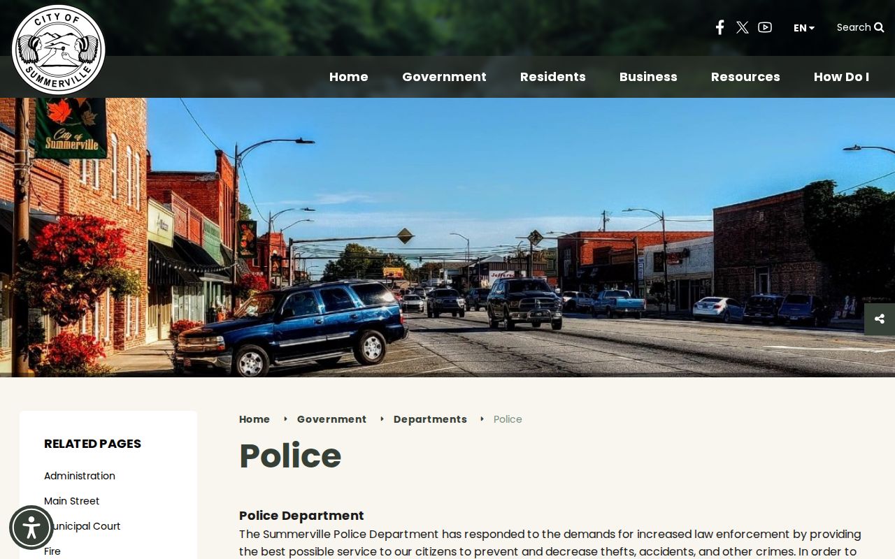 Summerville Police criminal history records office