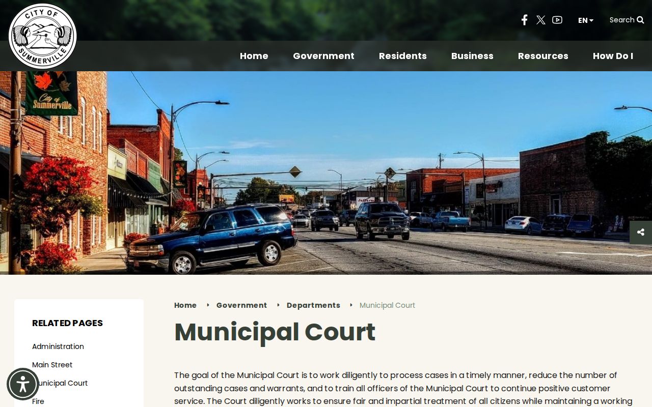 Summerville Municipal Court criminal record access page