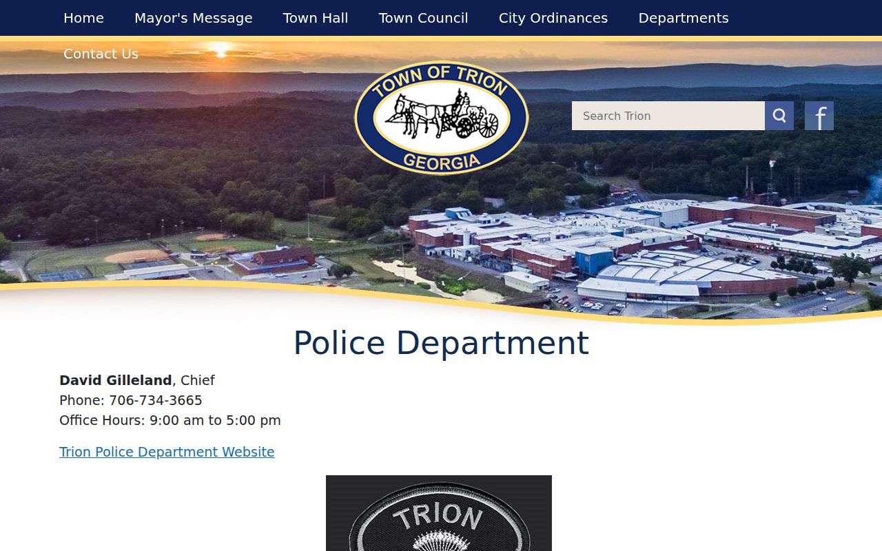 Trion Police Department criminal records contact page